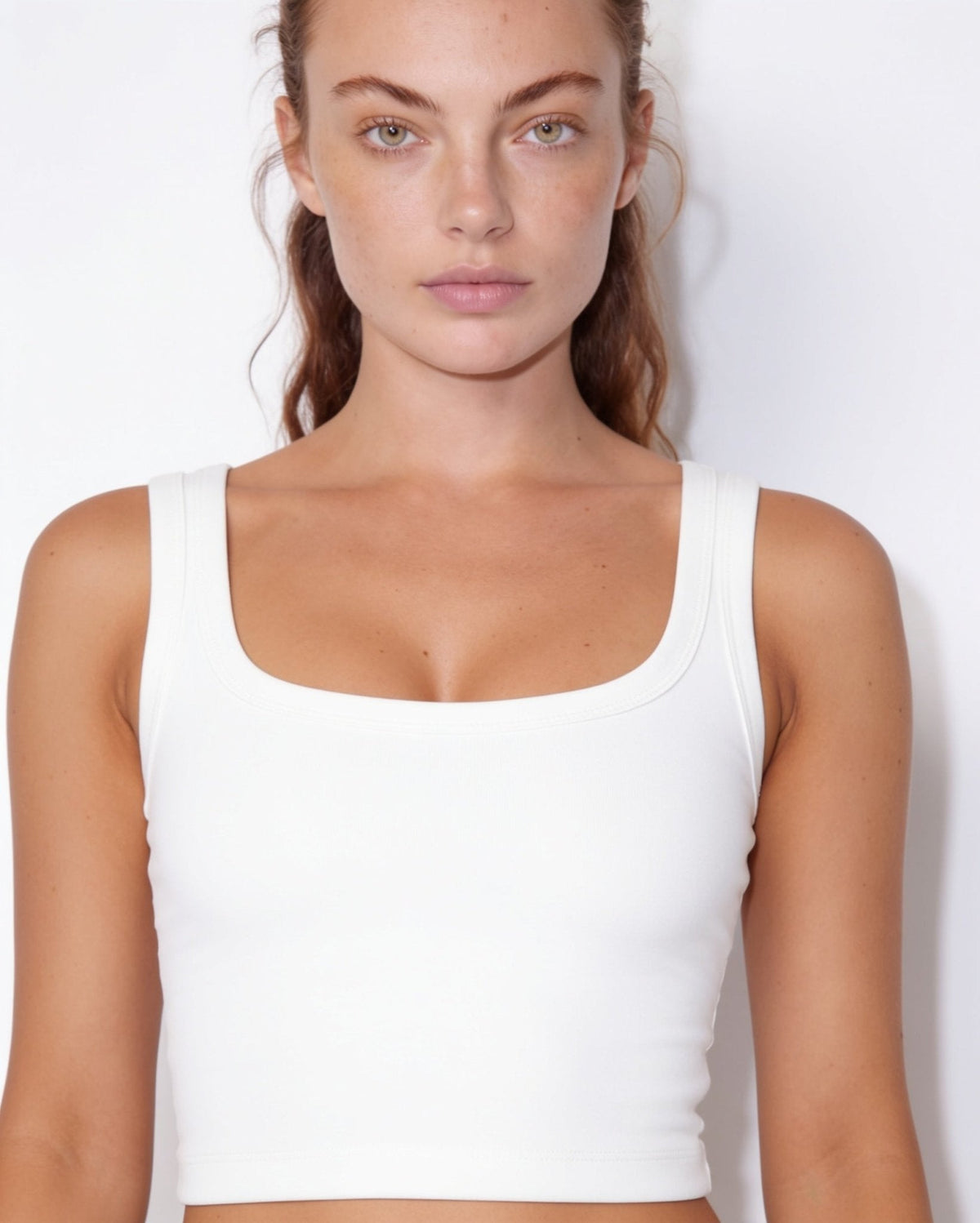 Ribbed square neck cropped tank top, detail view 6
