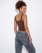 Ribbed square neck cropped tank top, detail view 8