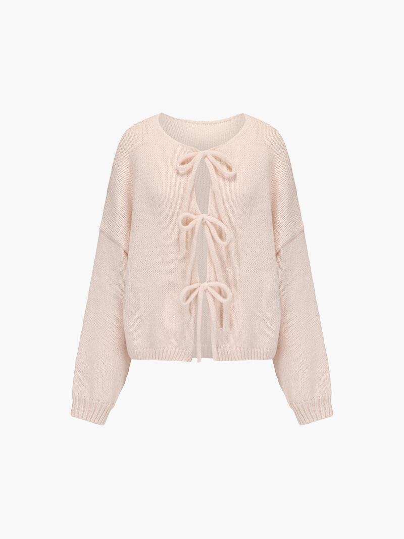 Elegant Snøret Cardigan Sweater