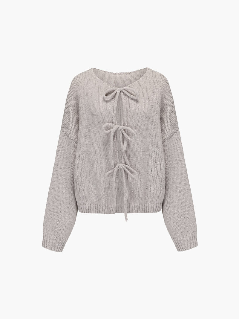 Elegant Snøret Cardigan Sweater
