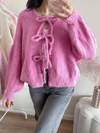 Elegant Snøret Cardigan Sweater