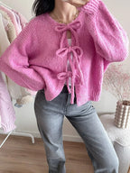 Elegant Snøret Cardigan Sweater