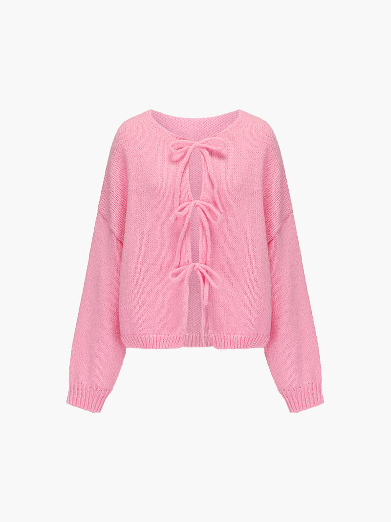 Elegant Snøret Cardigan Sweater