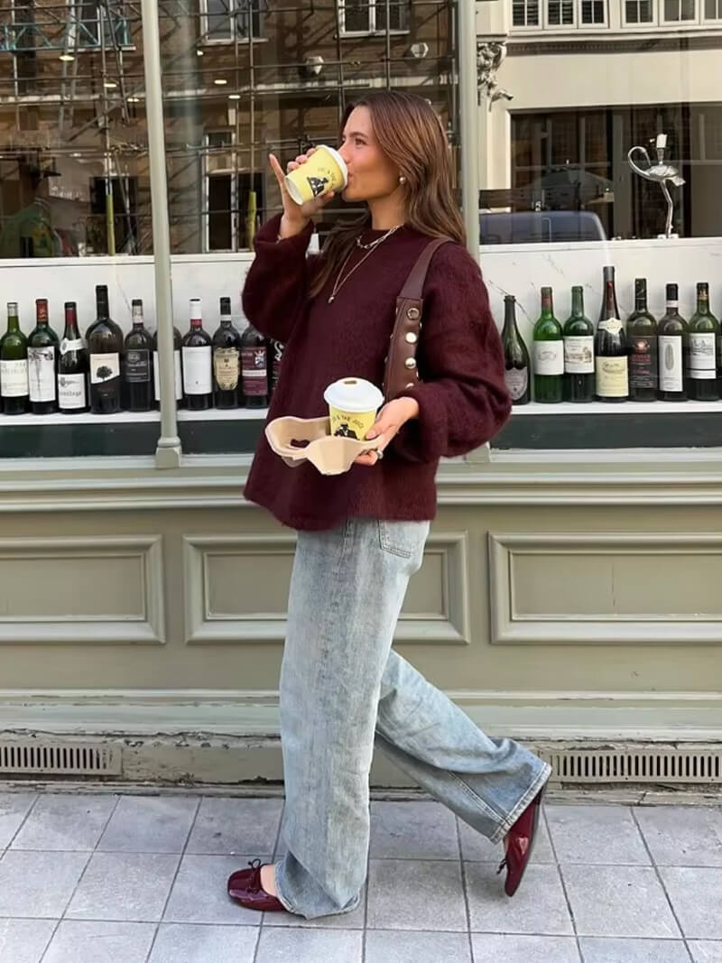 Hyggelig Bordeaux Pullover Sweater