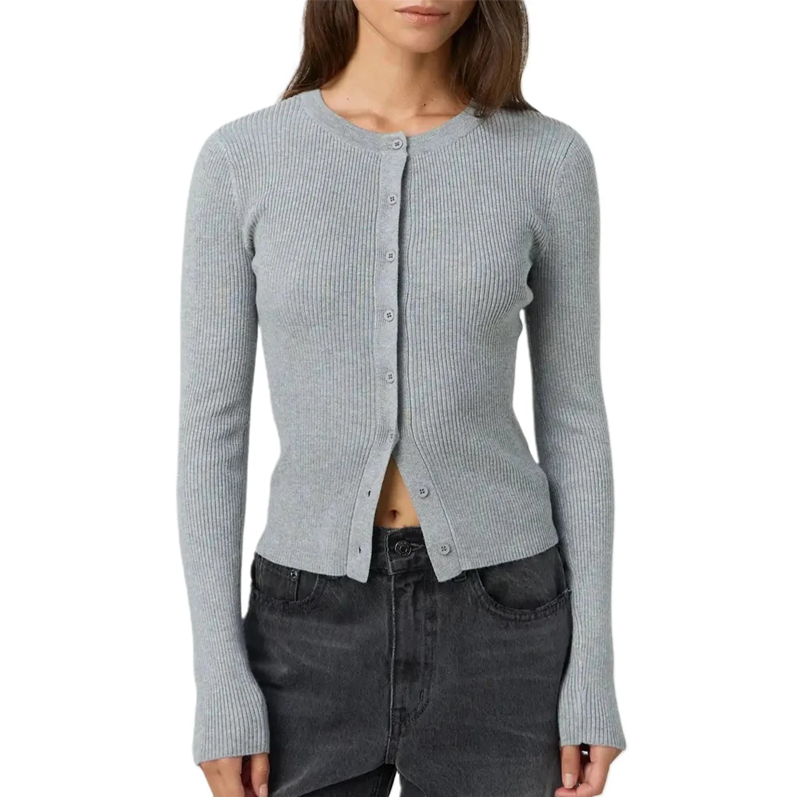 Chik Croppet Cardigan med Knapper