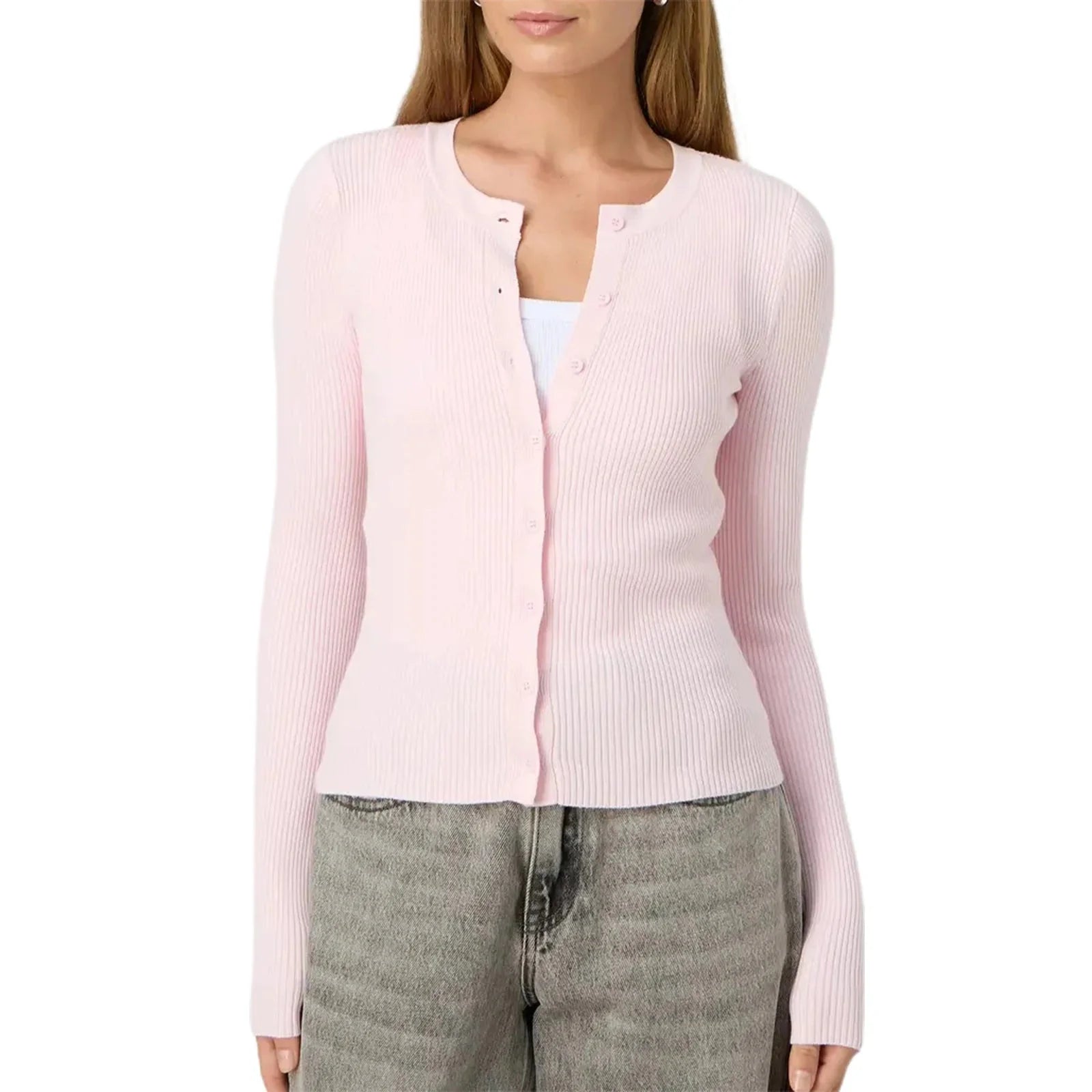 Chik Croppet Cardigan med Knapper