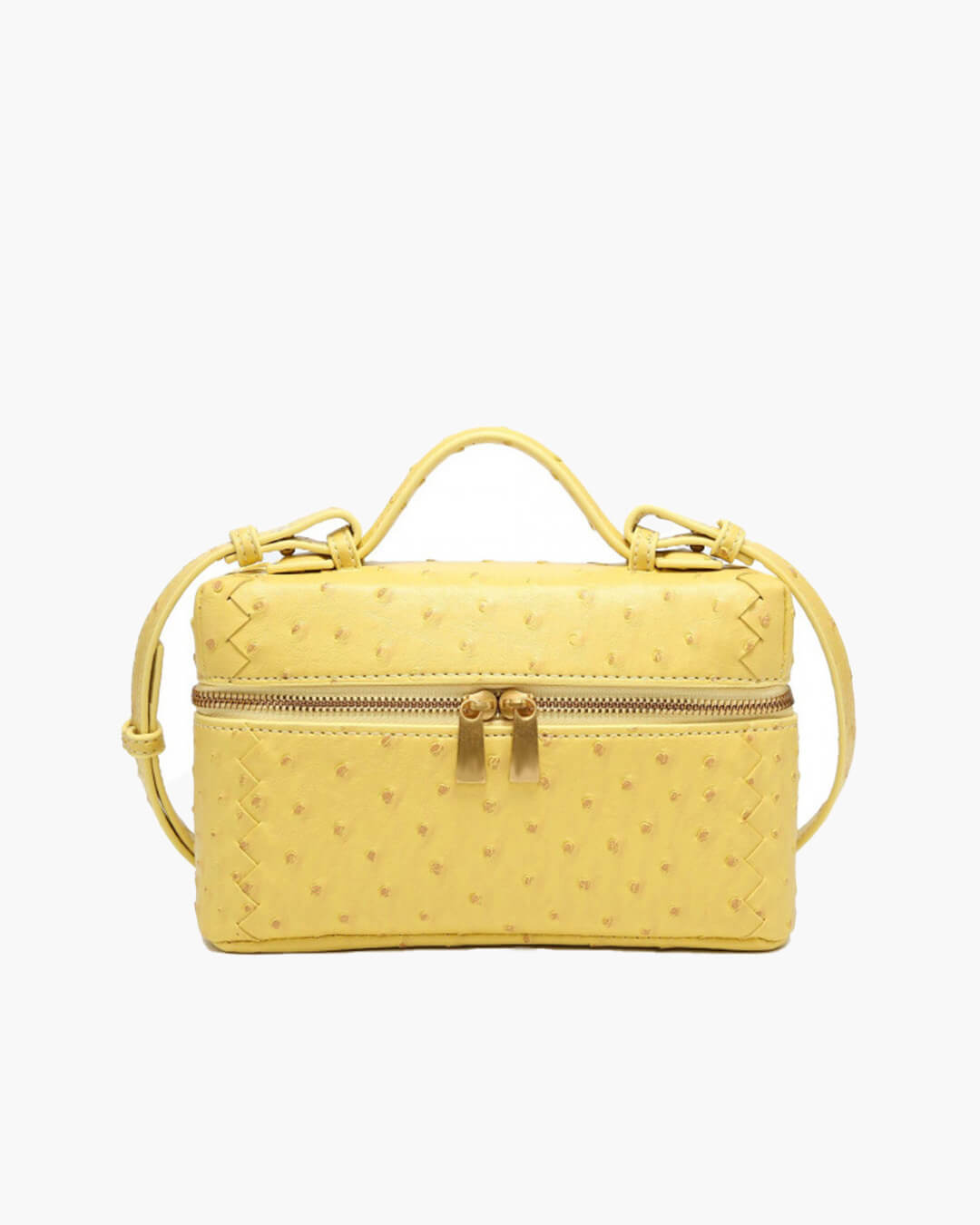 Faux ostrich leather box bag in yellow