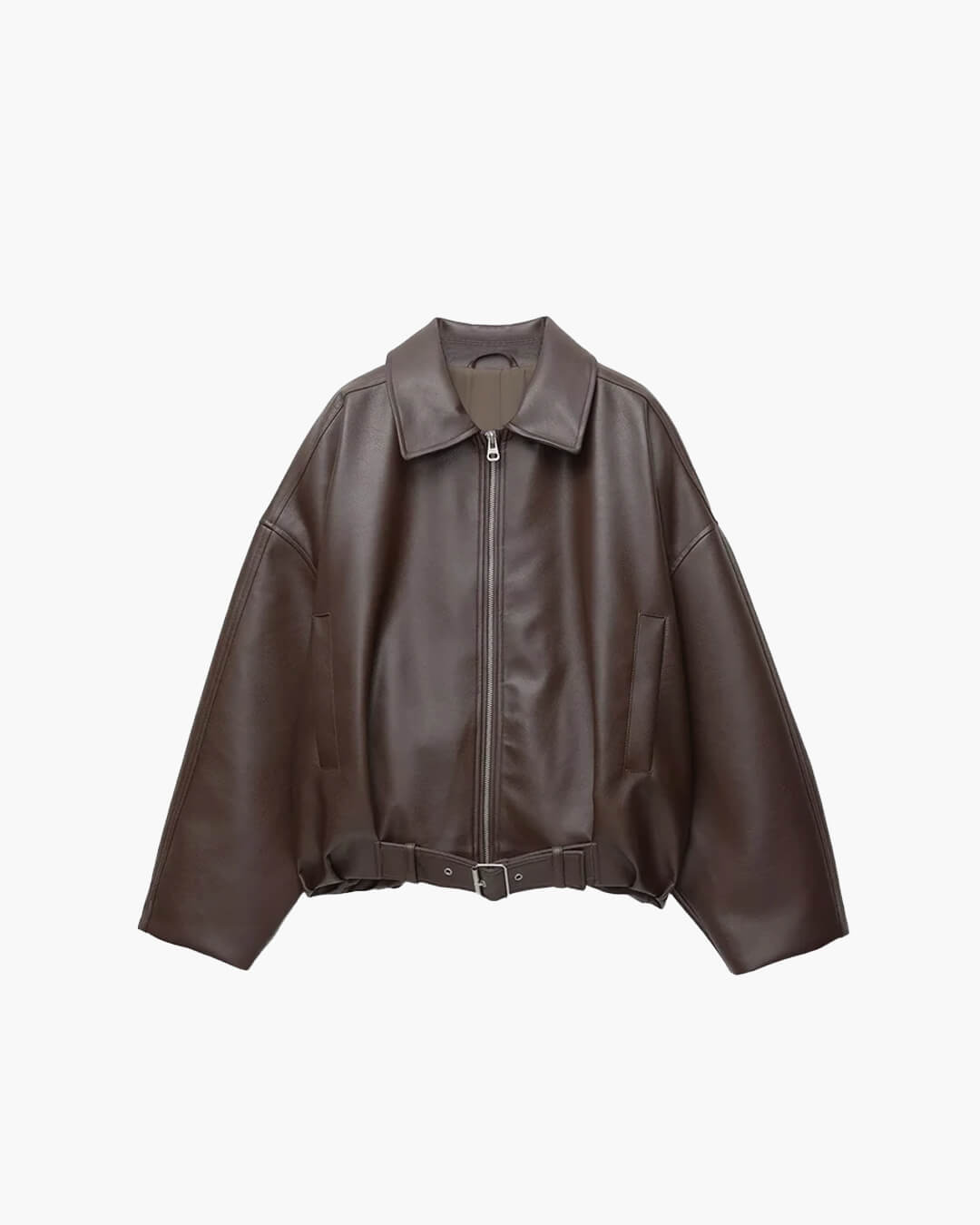 Oversize kunstlæderjakke, i sort farve, styling til hverdag