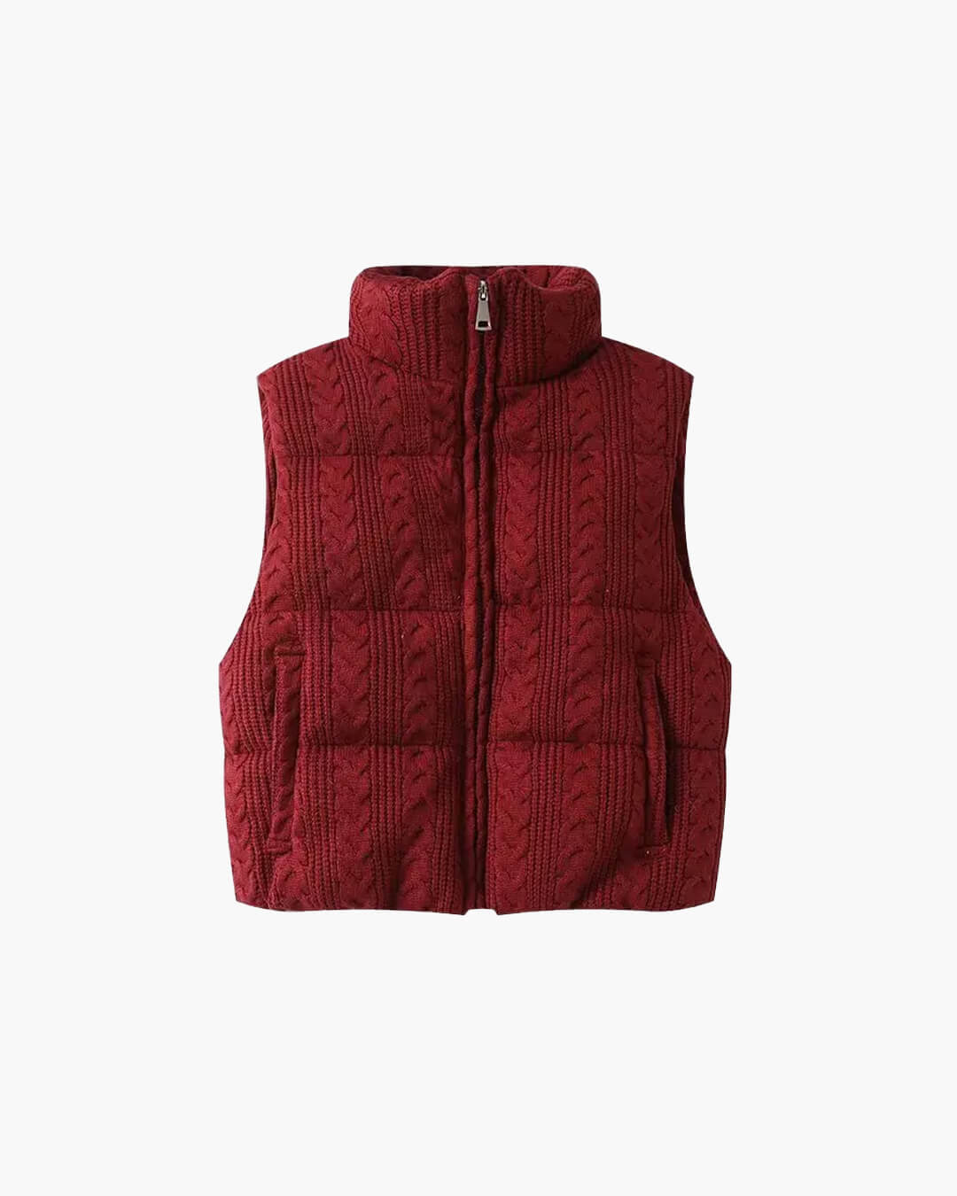 Strikket vest til damer i bordeaux, str. XS