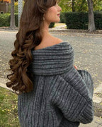 Off-Shoulder Strikbluse til Damer