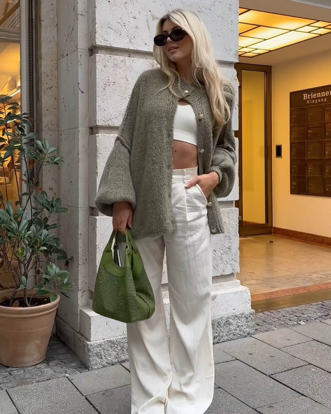 Oversized lang cardigan, set bagfra