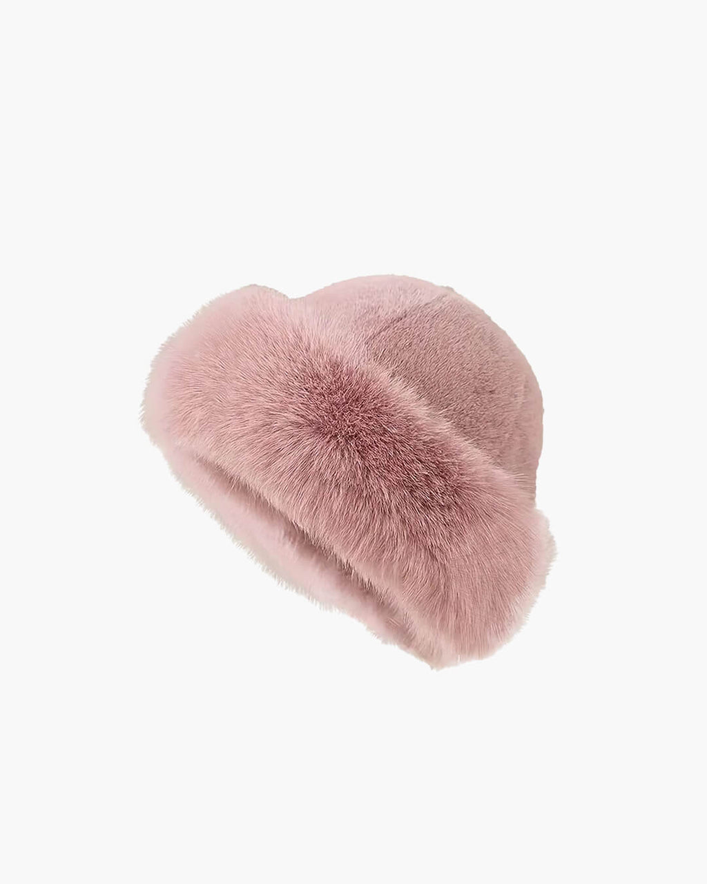 Kunstpelshue til damer i pink, set fra siden