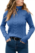 Rullekrave Sweater med Snoet Strik til Damer