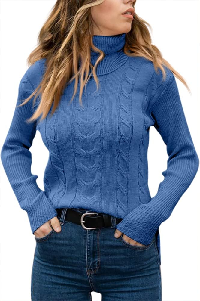 Rullekrave Sweater med Snoet Strik til Damer