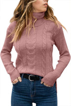 Rullekrave Sweater med Snoet Strik til Damer