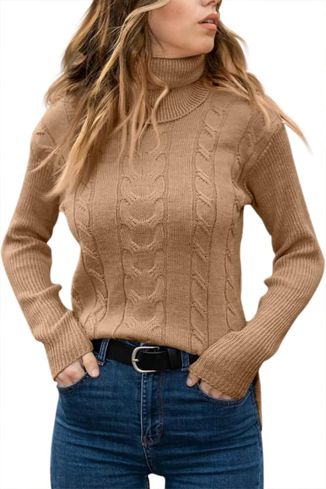 Rullekrave Sweater med Snoet Strik til Damer