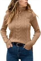 Rullekrave Sweater med Snoet Strik til Damer