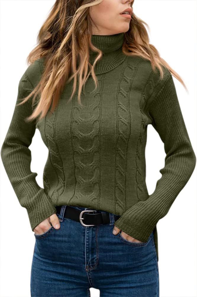 Rullekrave Sweater med Snoet Strik til Damer