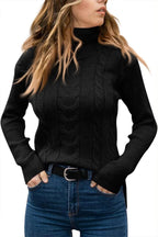 Rullekrave Sweater med Snoet Strik til Damer