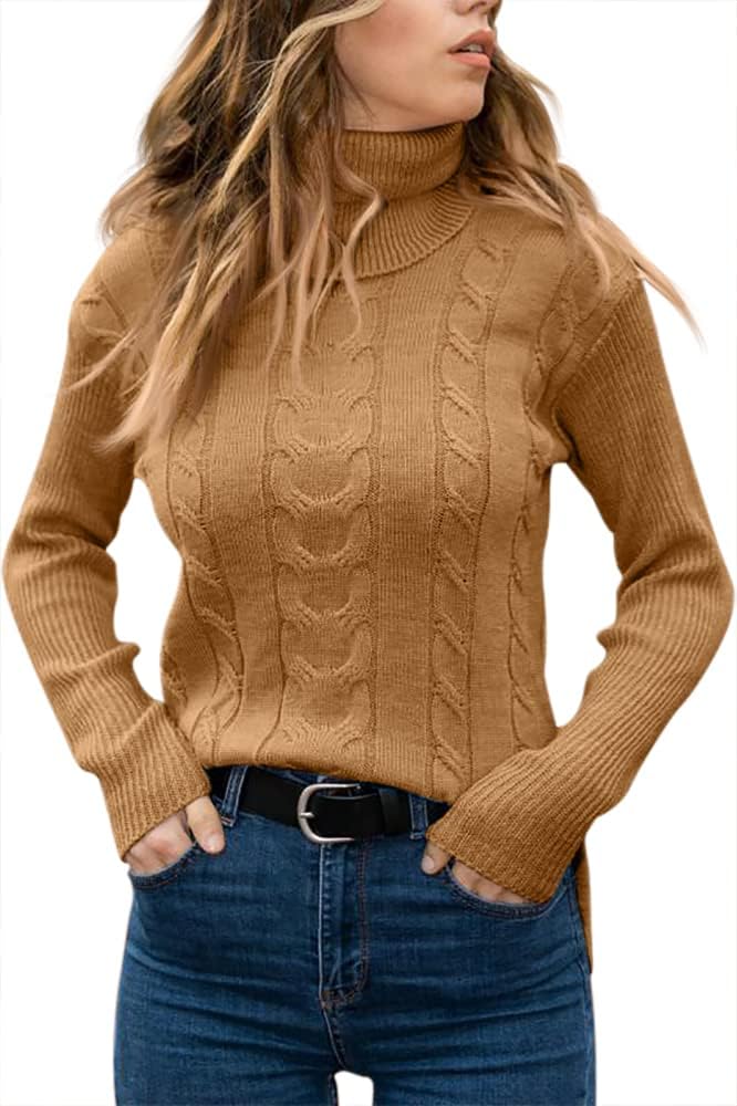 Rullekrave Sweater med Snoet Strik til Damer