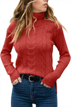 Rullekrave Sweater med Snoet Strik til Damer