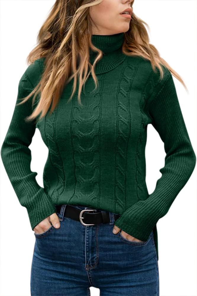 Rullekrave Sweater med Snoet Strik til Damer