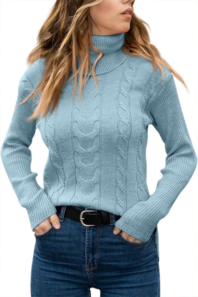 Rullekrave Sweater med Snoet Strik til Damer
