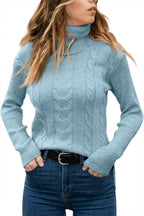 Rullekrave Sweater med Snoet Strik til Damer