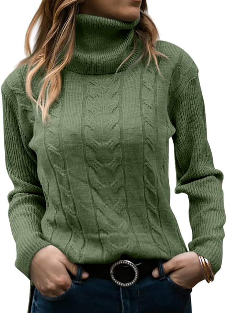 Rullekrave Sweater med Snoet Strik til Damer
