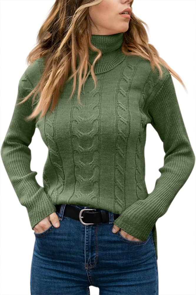 Rullekrave Sweater med Snoet Strik til Damer