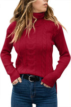 Rullekrave Sweater med Snoet Strik til Damer