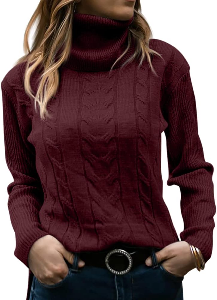 Rullekrave Sweater med Snoet Strik til Damer