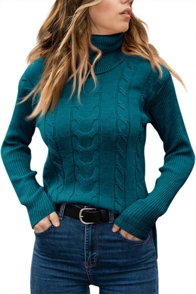 Rullekrave Sweater med Snoet Strik til Damer