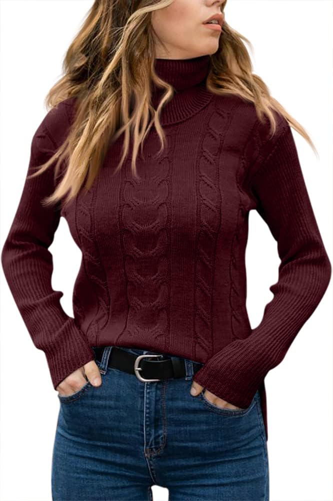 Rullekrave Sweater med Snoet Strik til Damer