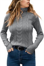 Rullekrave Sweater med Snoet Strik til Damer