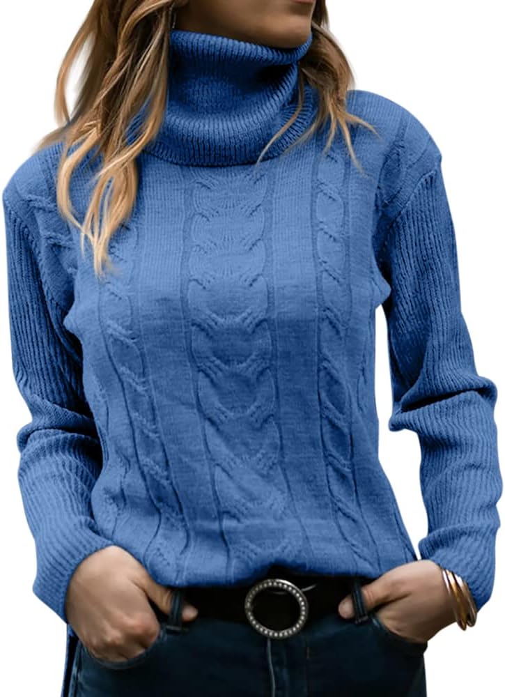 Rullekrave Sweater med Snoet Strik til Damer – detalje 4
