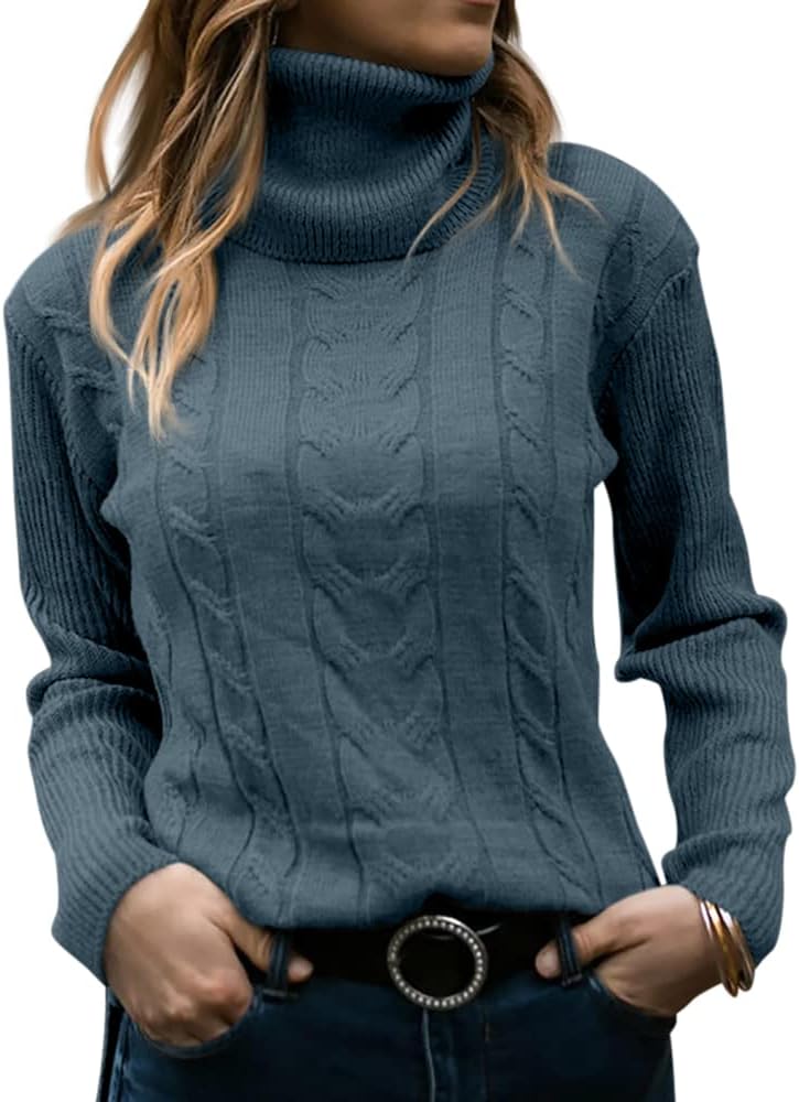Rullekrave Sweater med Snoet Strik til Damer