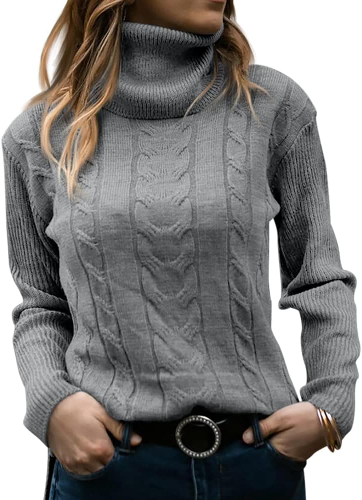 Rullekrave Sweater med Snoet Strik til Damer – detalje 8