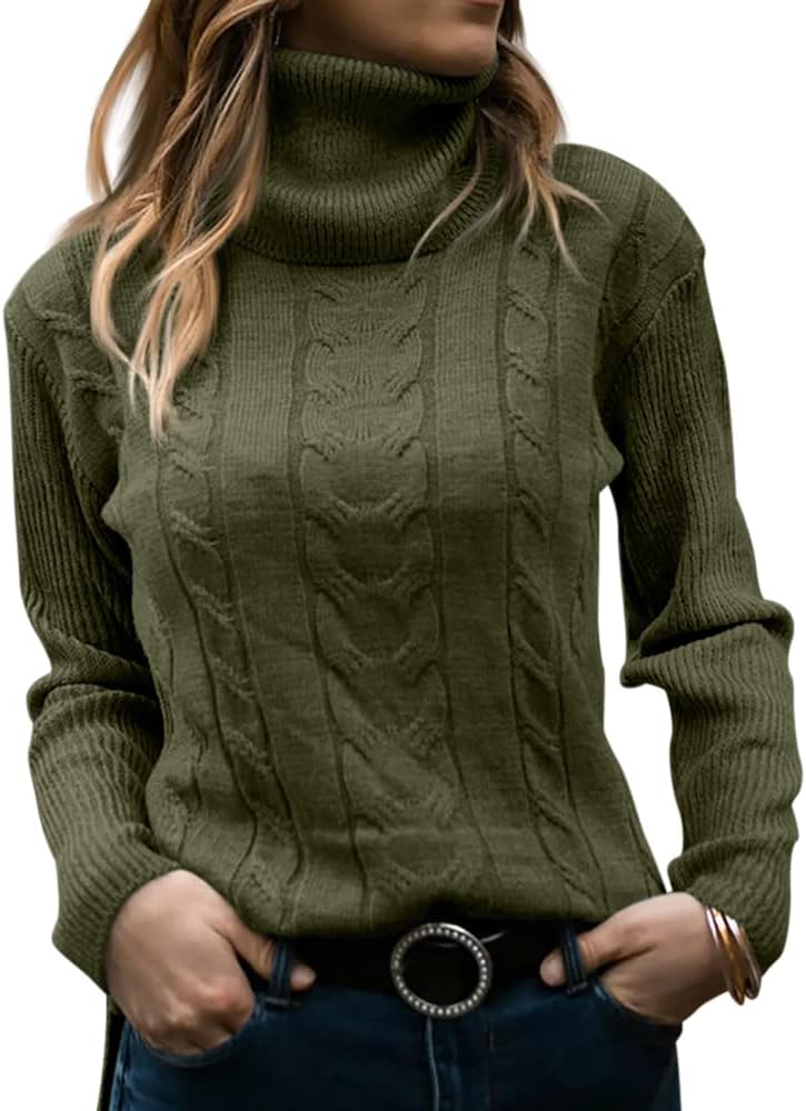 Rullekrave Sweater med Snoet Strik til Damer – detalje 2