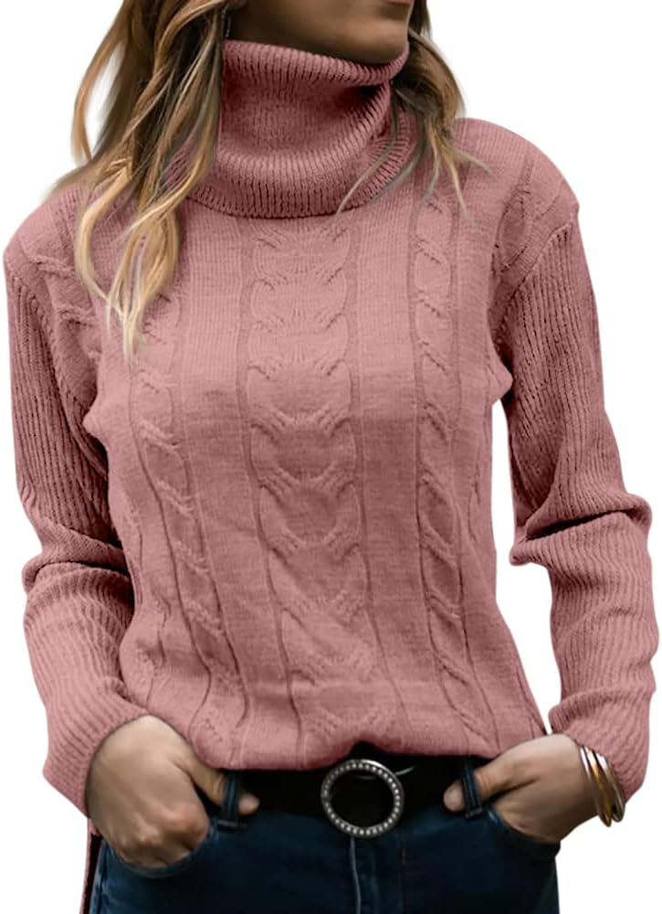 Rullekrave Sweater med Snoet Strik til Damer – detalje 7