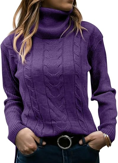 Rullekrave Sweater med Snoet Strik til Damer