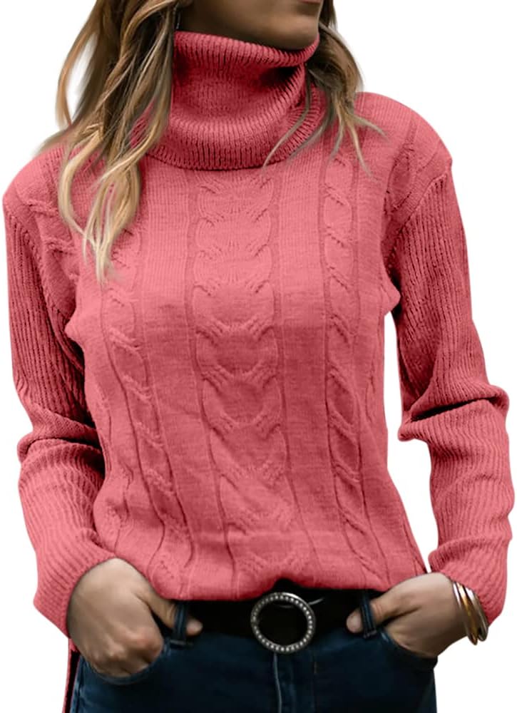 Rullekrave Sweater med Snoet Strik til Damer