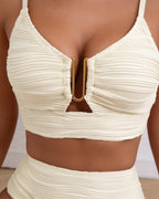 High-waisted textured bikini in Ivory, additional view 5