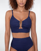 High-waisted textured bikini in Navy, additional view 3