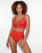 High-waisted textured bikini in Red, additional view 3