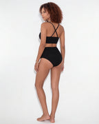 High-waisted textured bikini in Black, additional view 2