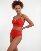 High-waisted textured bikini in Red, additional view 2