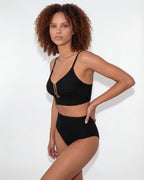 High-waisted textured bikini in Black, additional view 1