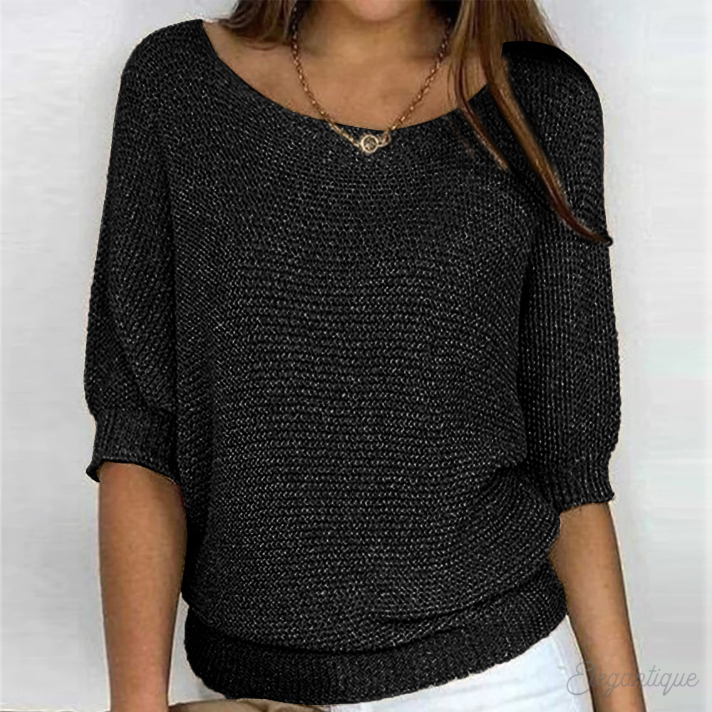 Elegant Rund-Hals Sweater til Damer – detaljebillede