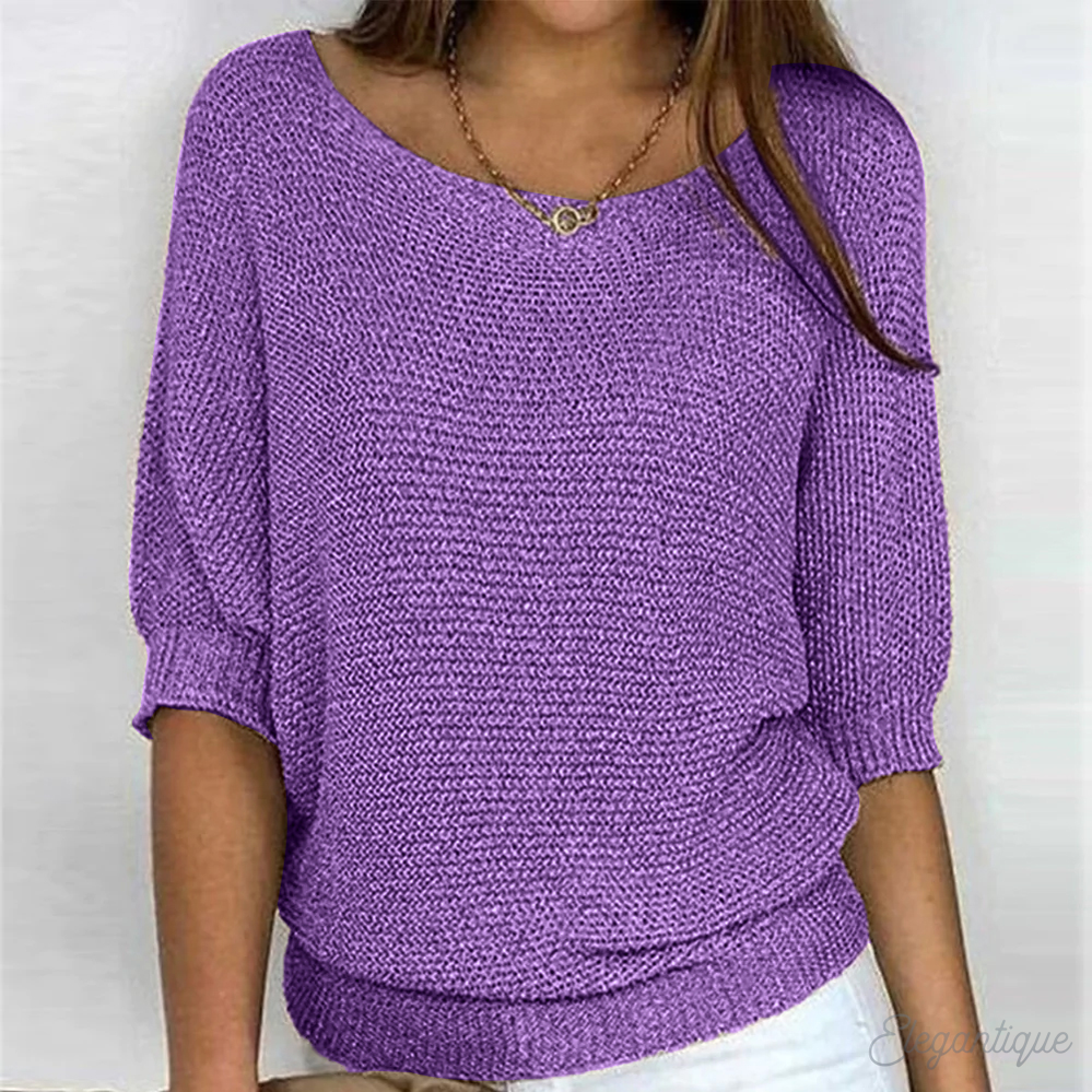 Elegant Rund-Hals Sweater til Damer – farvedetalje